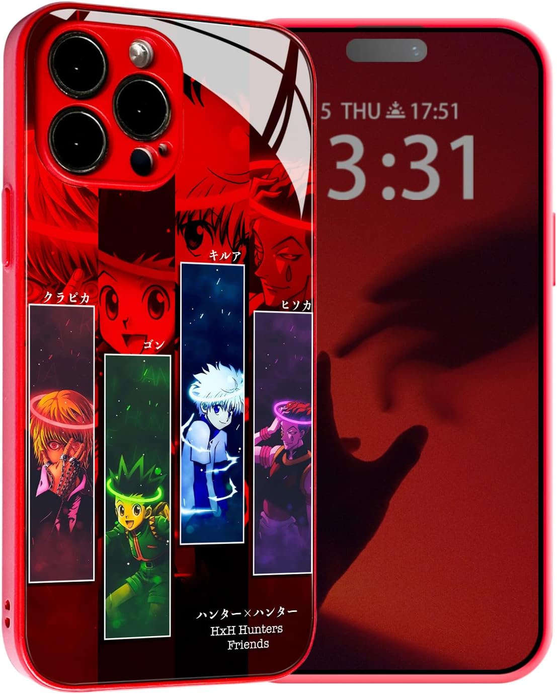 HxH Gon, Killua, Kurapika e Hisoka – Funda protectora a prueba de golpes con diseño de anime japonés para iPhone 13 Pro Max