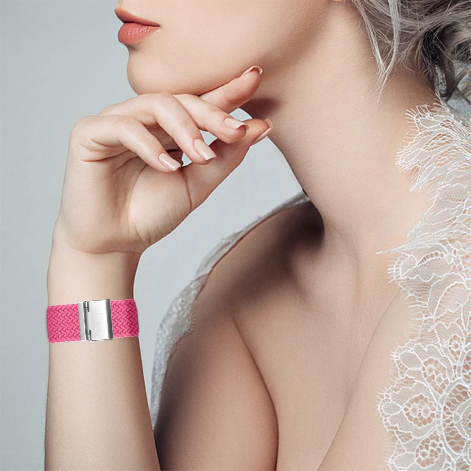 Correa de nailon trenzada para Samsung Galaxy Watch 3 de 1.772in y 1.811in para HUAWEI Watch GT 23Pro de 1.811in, correa de reloj elástica de