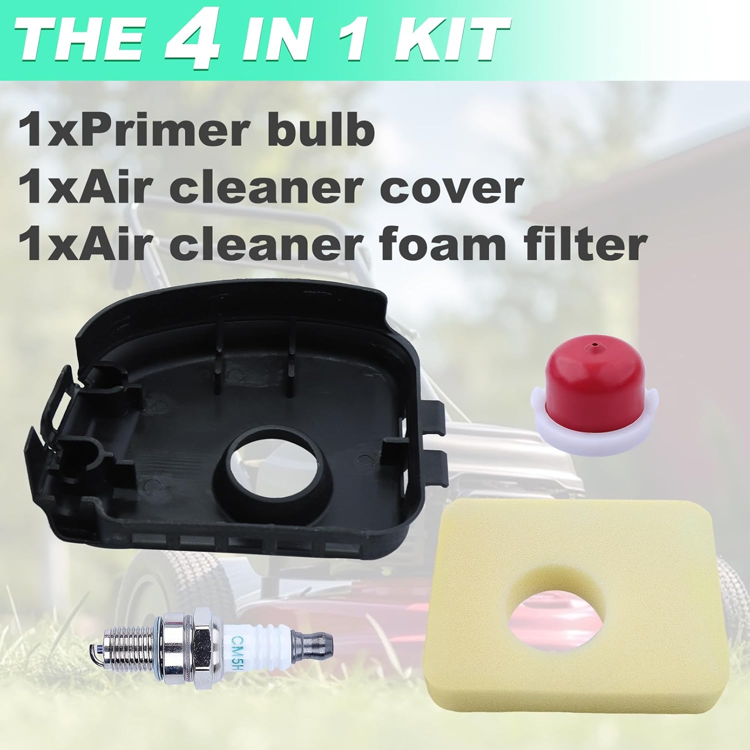 595660 – Cubierta para filtro de aire + filtro de espuma de filtro de aire 799579 + bombilla de imprimación 594281 para Brriggs & Sttratton
