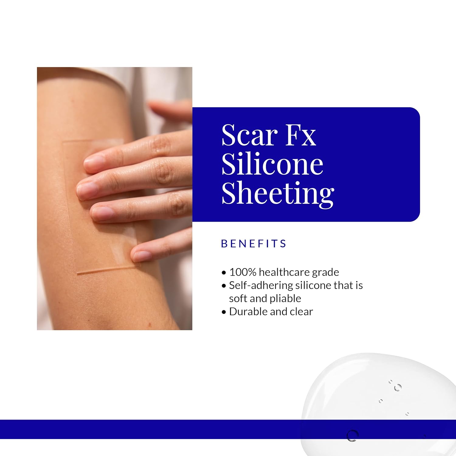 Rejuvaskin Scar Fx – Lámina de silicona, cinta de silicona de 1 x 22 pulgadas para cicatrices abdominales, 1 hoja, suaviza, aplanar y reducir la