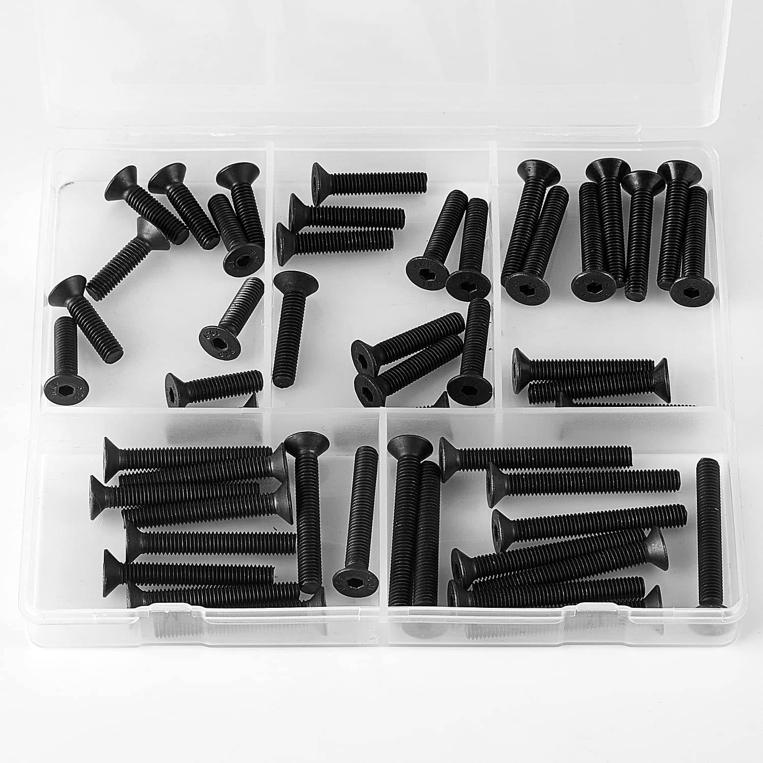 Tornillos avellanados de cabeza plana M5 x 0.787 in, 0.984 in, 1.181 in, 1.378 in, 1.575 in, tornillos avellanados, acero de aleación de grado 10.9,