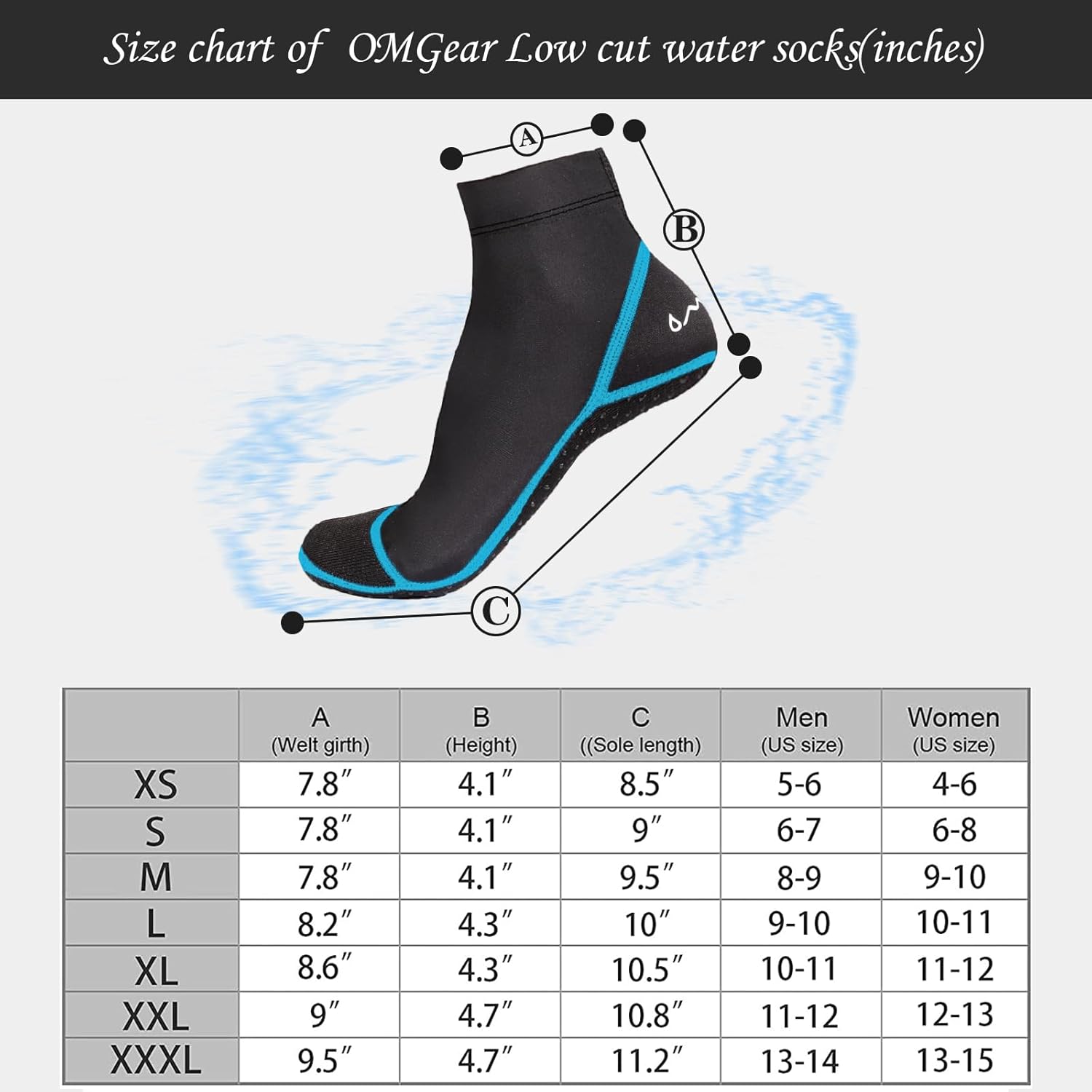 OMGear Calcetines de agua, calcetines de voleibol de playa, botines a prueba de arena, calcetines de natación de secado rápido, calcetines de buceo