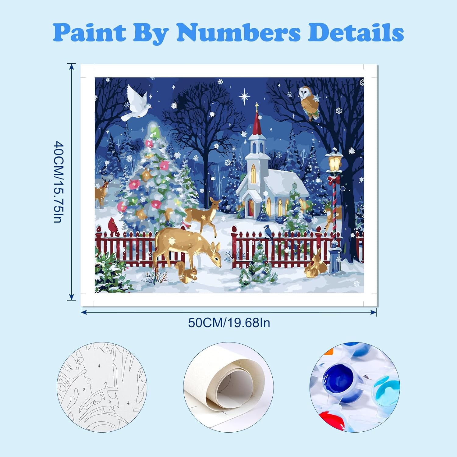 MOGTAA Pintura por números para adultos, pintura de invierno por números para niños principiantes, pintura de bricolaje por números sobre lienzo,