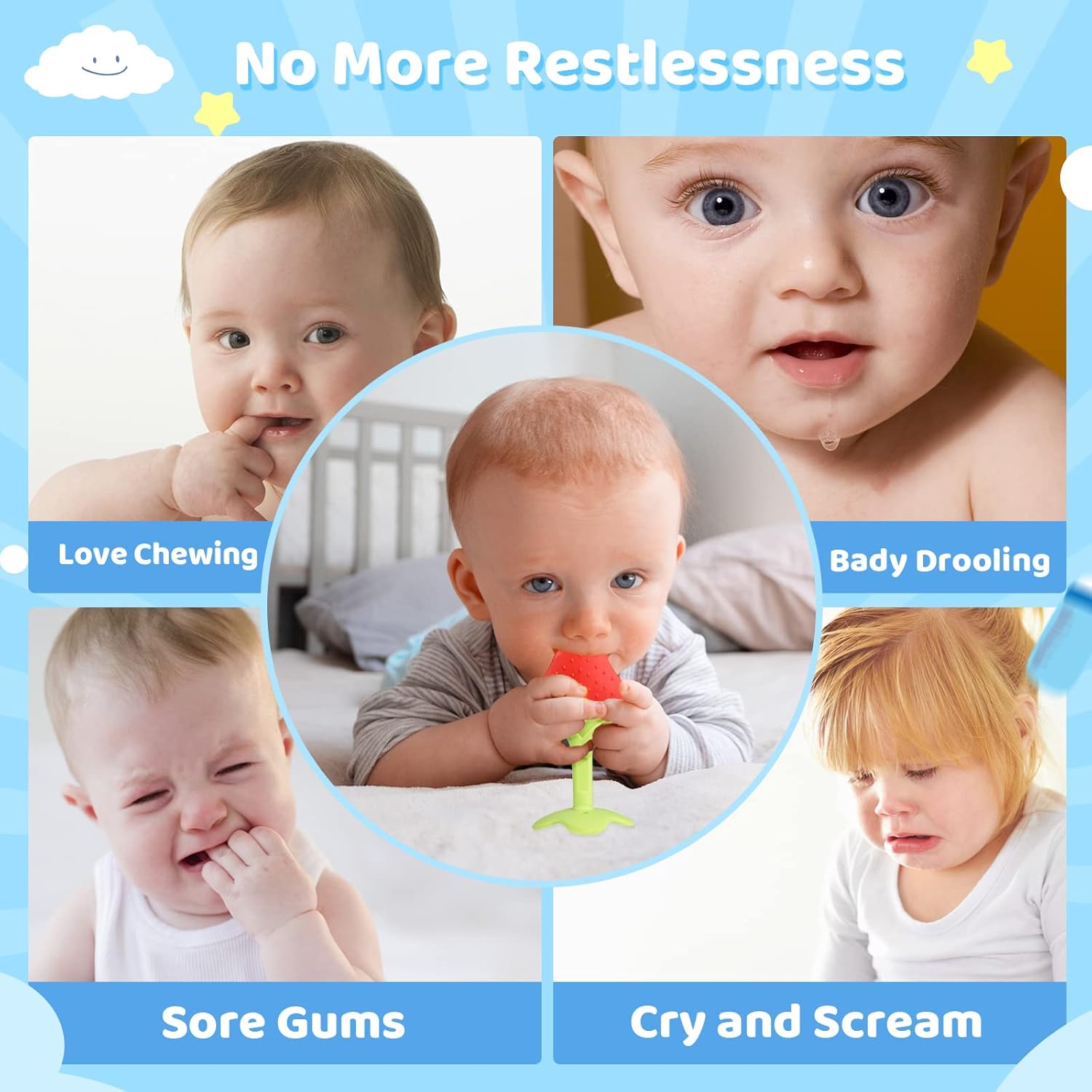 Juguetes de dentición para bebés, juego de 3 mordedores para 3-6 meses y 6 a 12 meses, esenciales para bebés, juguetes para bebés, juguetes