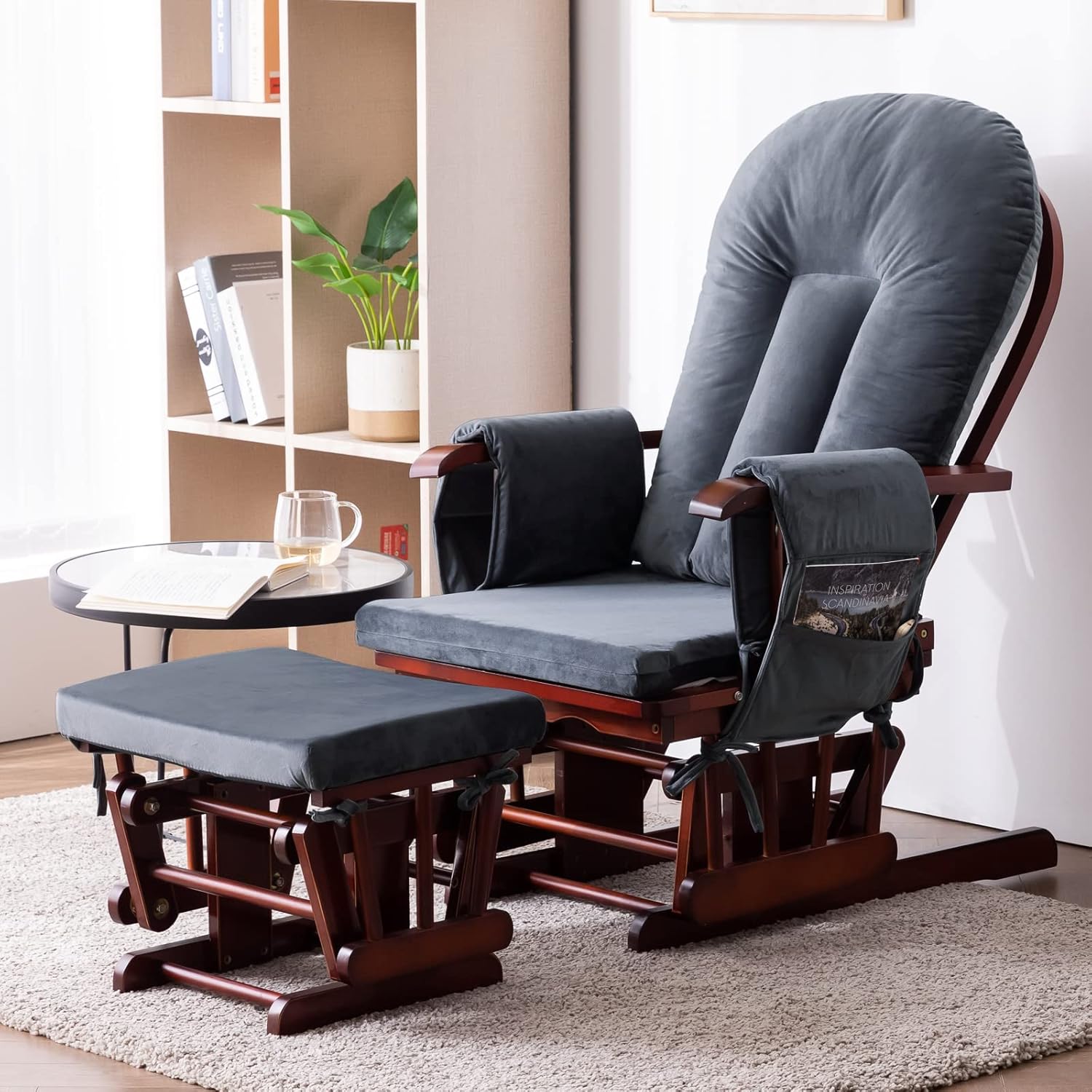 Paddie Glider Rocker – Juego de cojines de repuesto con terciopelo de almacenamiento, lavables, antideslizantes, para silla mecedora de guardería, 5