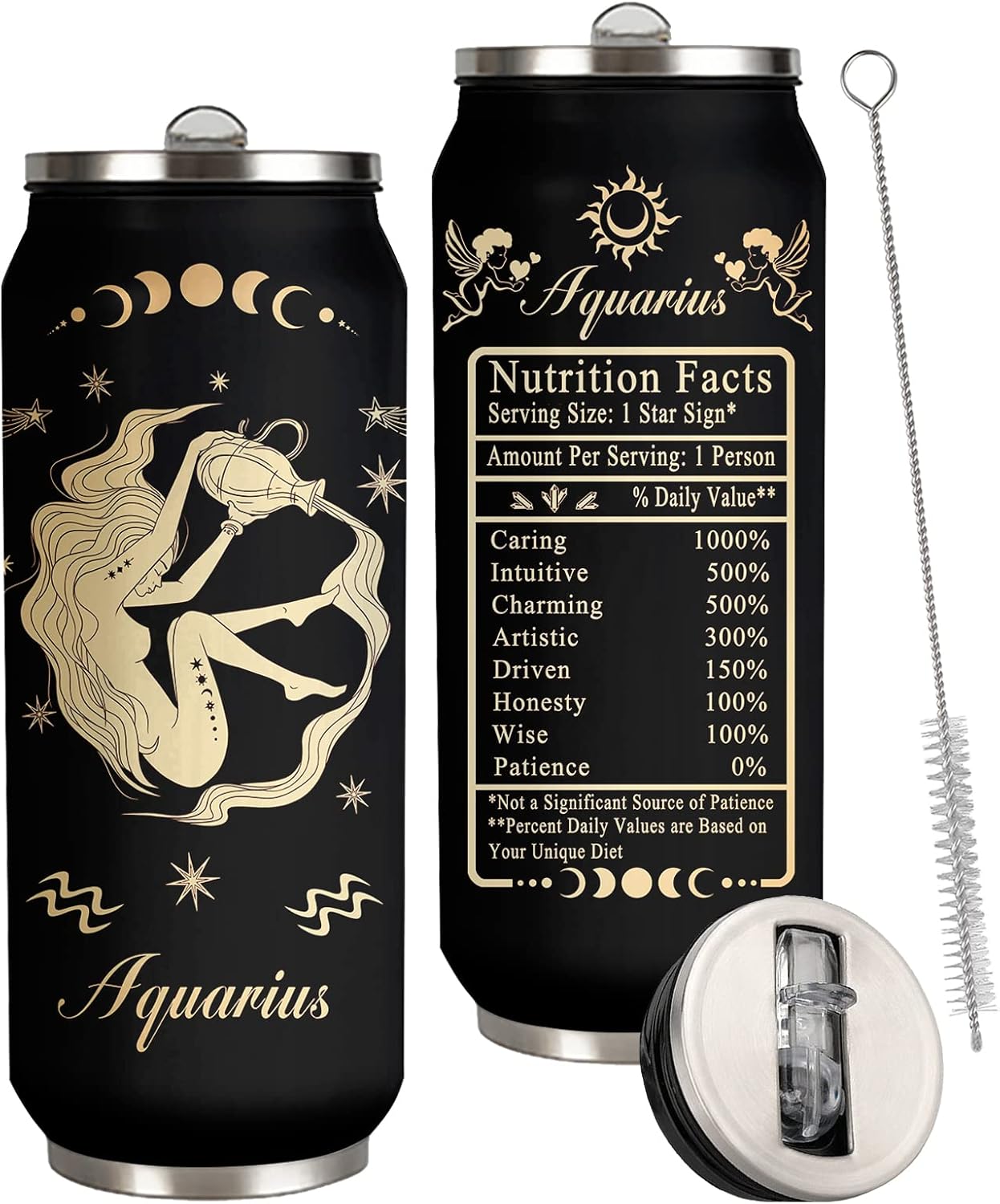 JAWCKGO Aquarius – Vaso de constelación para hombre y mujer, taza de café aislada, taza de viaje, taza de sublimación, vaso de regalo para automóvil