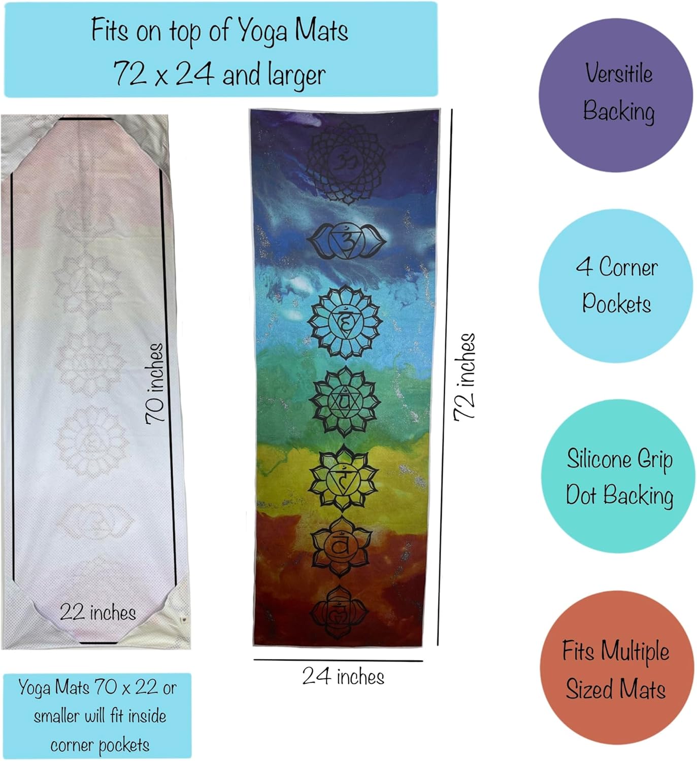 MIND BODY ART Toalla de yoga  Toalla para esterilla de yoga  Toallas de yoga para yoga caliente antideslizante  Toalla de yoga caliente  con