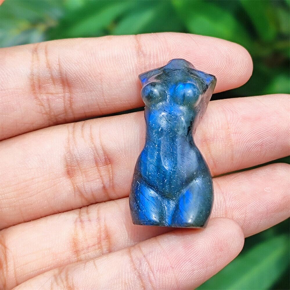 TEAMWILL Escultura curativa de cristal tallado a mano natural de labradorita de cuarzo tallado a mano para manualidades (modelo femenino)