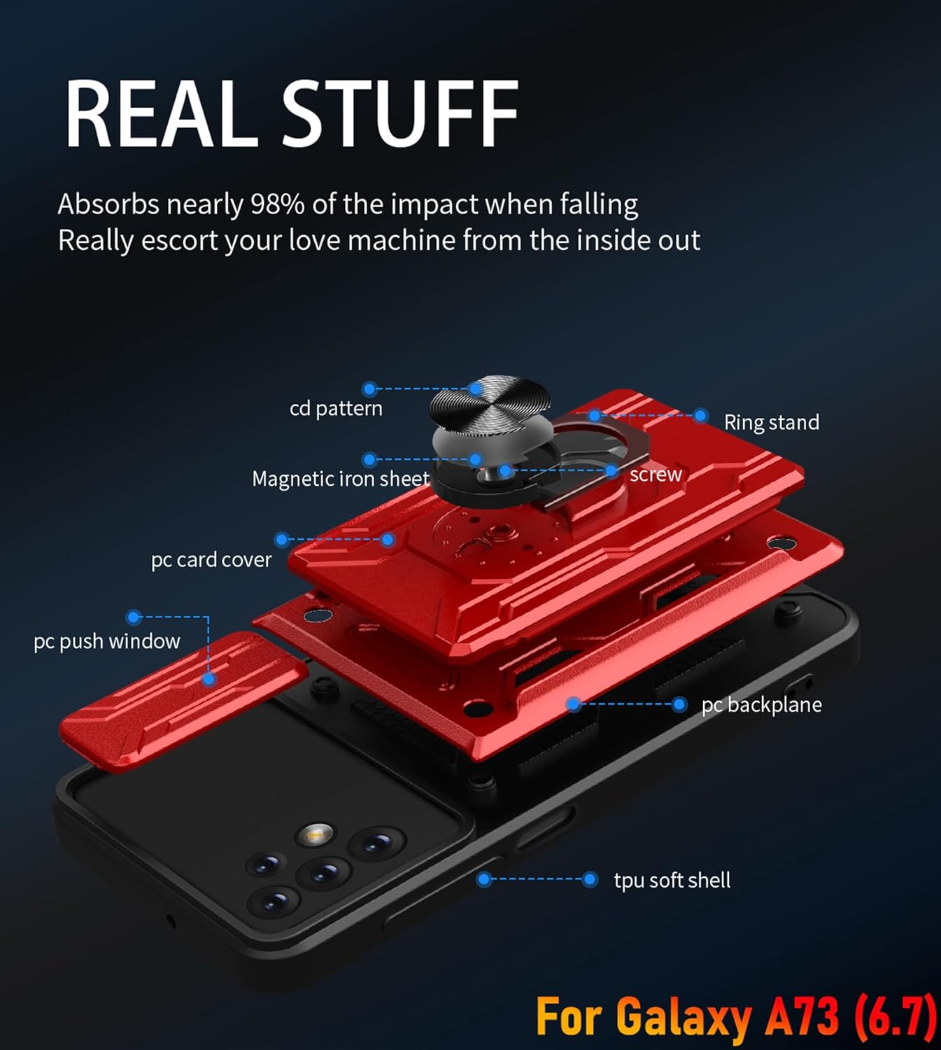 LMDAMZ Funda tipo cartera para Galaxy A73 (5G), ranura para tarjeta de crédito, diseño portátil, resistente, doble capa acolchada, protección de