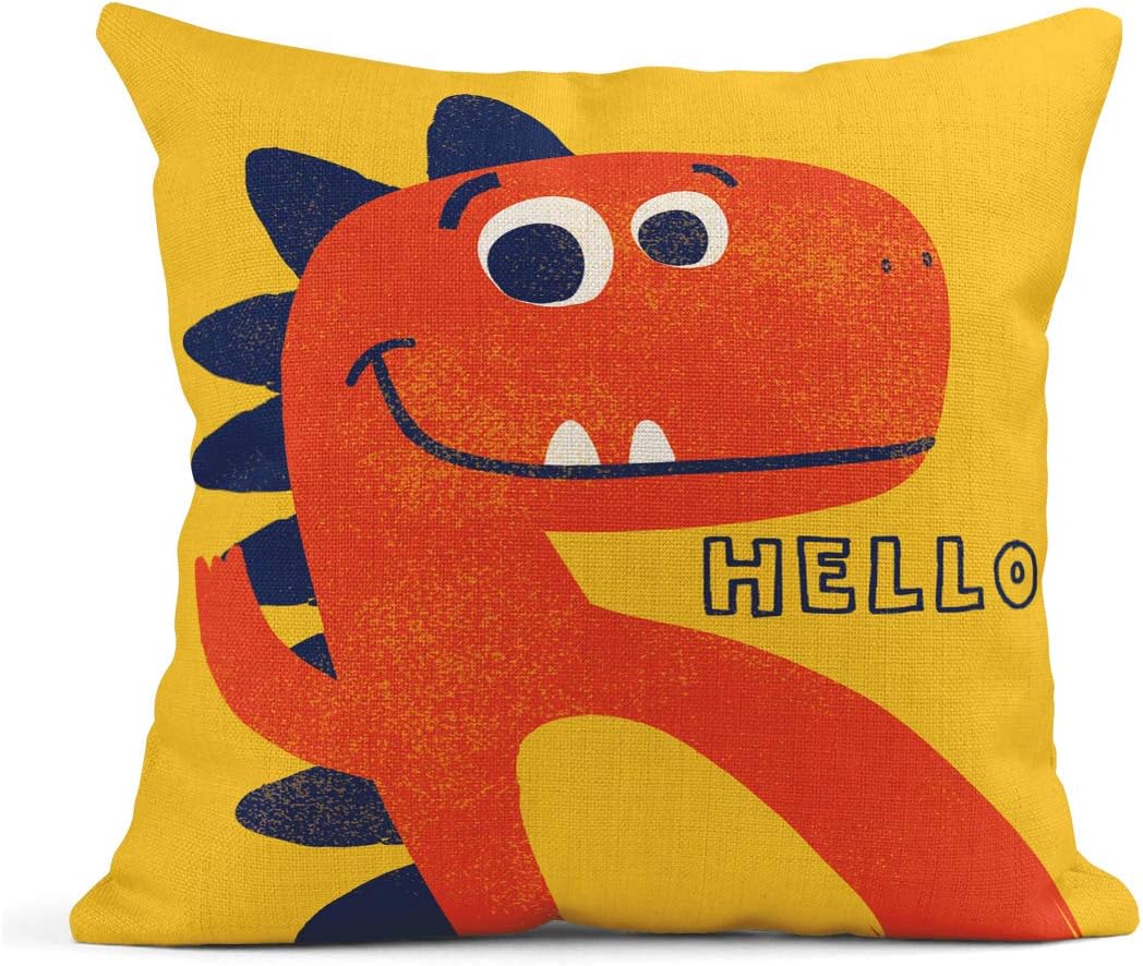 ArtSocket Juego de 4 fundas de almohada coloridas de dinosaurio pequeño dinosaurio lindo dibujado verde decoración para niños, fundas de almohada de