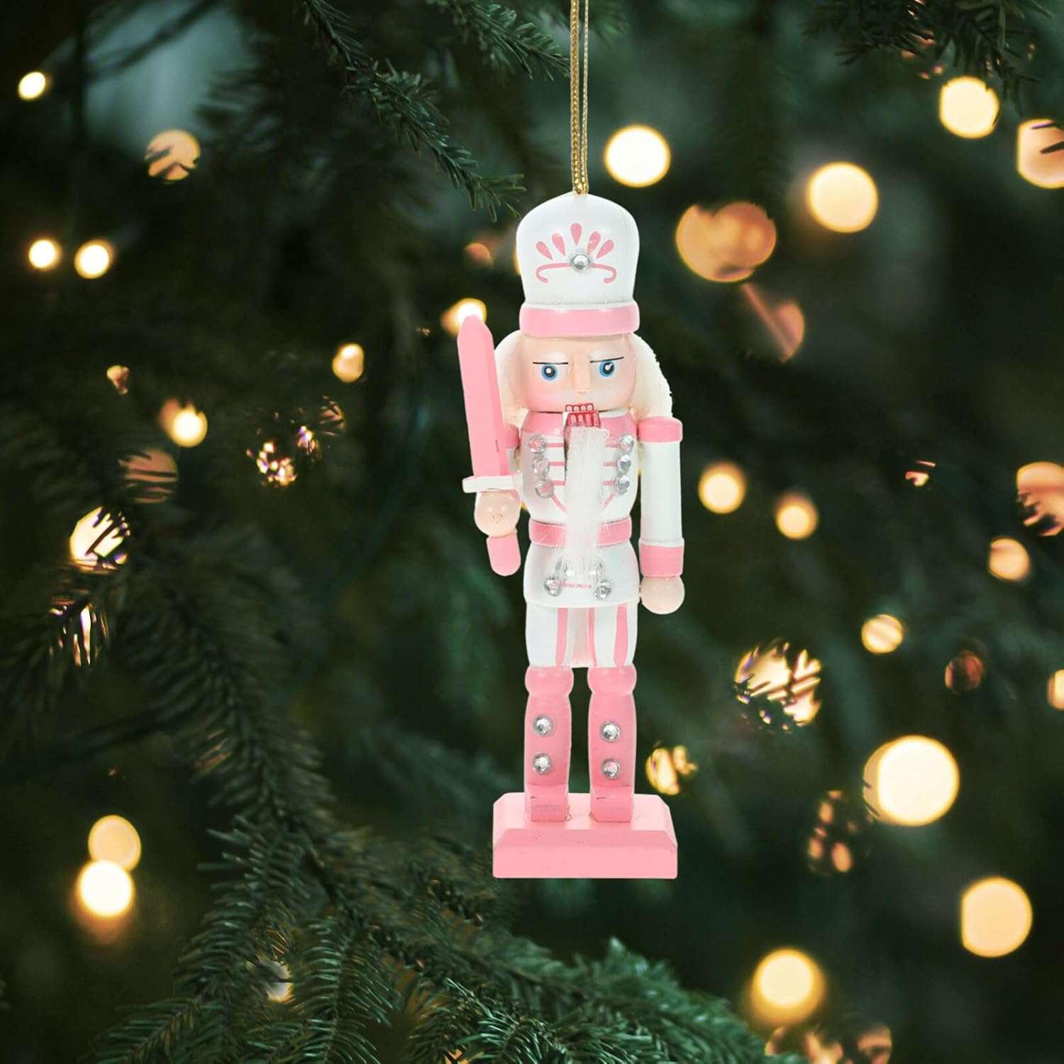 GANAZONO 4pcs Mini Navidad colgante cascanueces madera adornos Navidad rey soldado figuras para árbol adorno 4.7 in