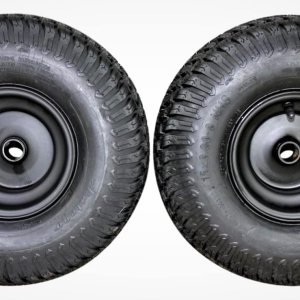 Juego de 2 neumáticos y ruedas de 4 capas para cortacésped y jardín, ajuste universal de 15 x 6.00-6, rodamiento de .75 pulgadas (ATW-003) Juego de 2 neumáticos y ruedas de 4 capas para cortacésped y jardín, ajuste universal de 15 x 6.00-6, rodamiento de .75 pulgadas (ATW-003)