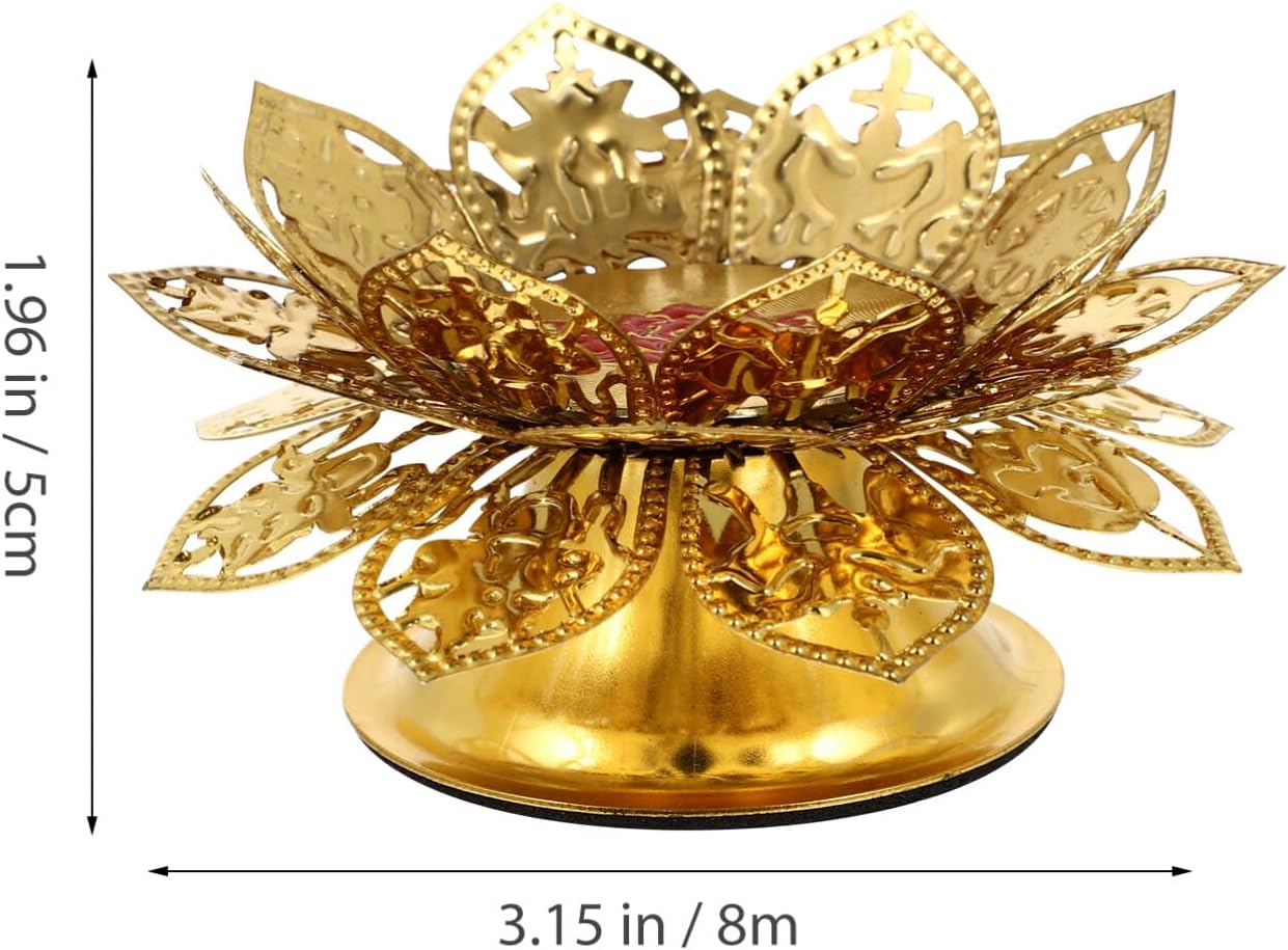 SOLUSTRE Candelabro de Buda con base de vela de loto, flor de loto, candelita votiva, soporte de lámpara de mantequilla de Buda de metal, soporte de