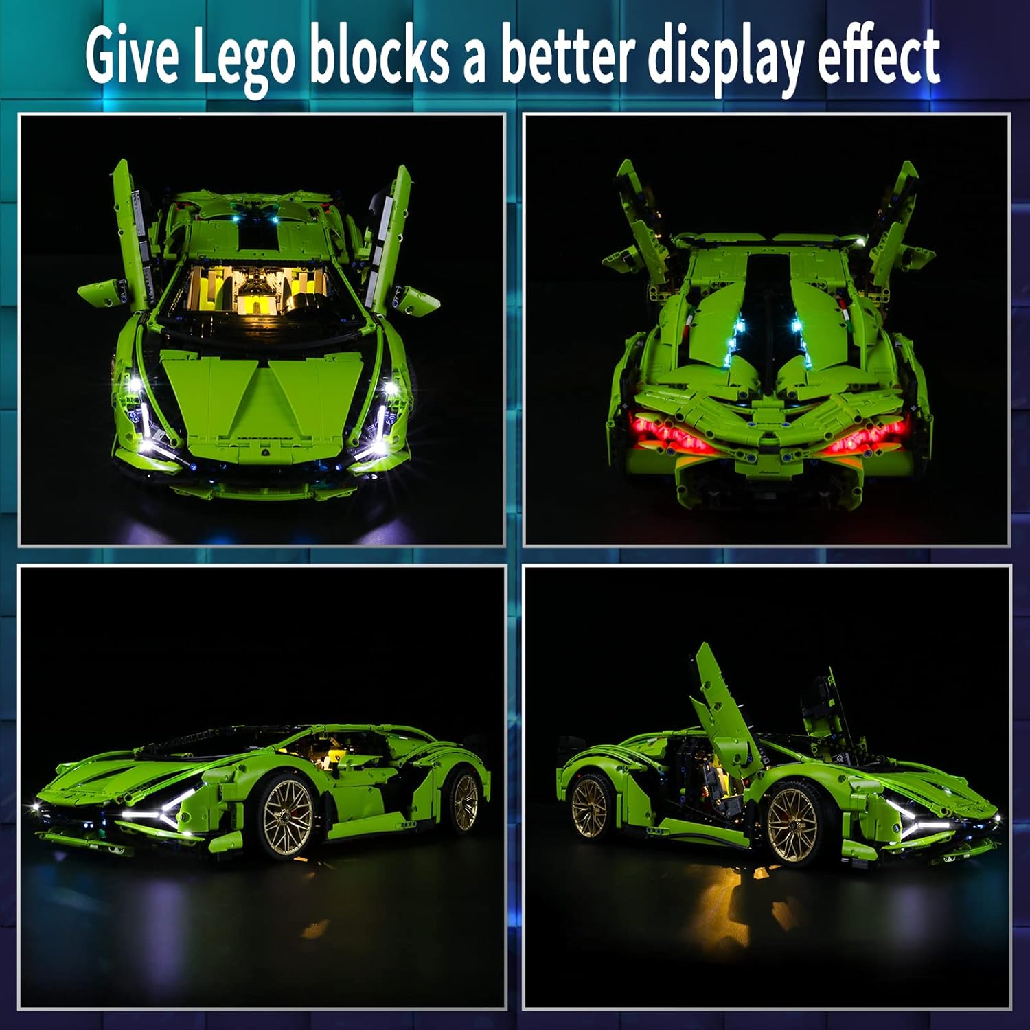 Vaodest Luz LED para Lego Lamborghini Sián FKP 37 42115, diseño y configuración compatible con el modelo 42115 (solo luz LED, no kit de bloques de