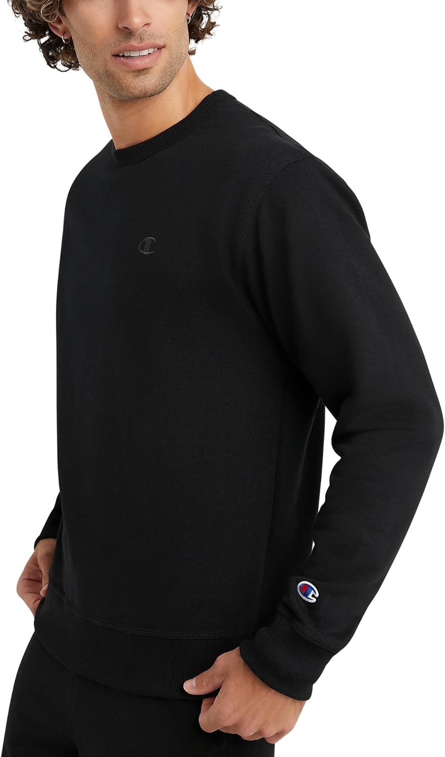 Champion Sudadera de forro polar Powerblend para hombre, sudadera de cuello redondo (regular o grande y alto)