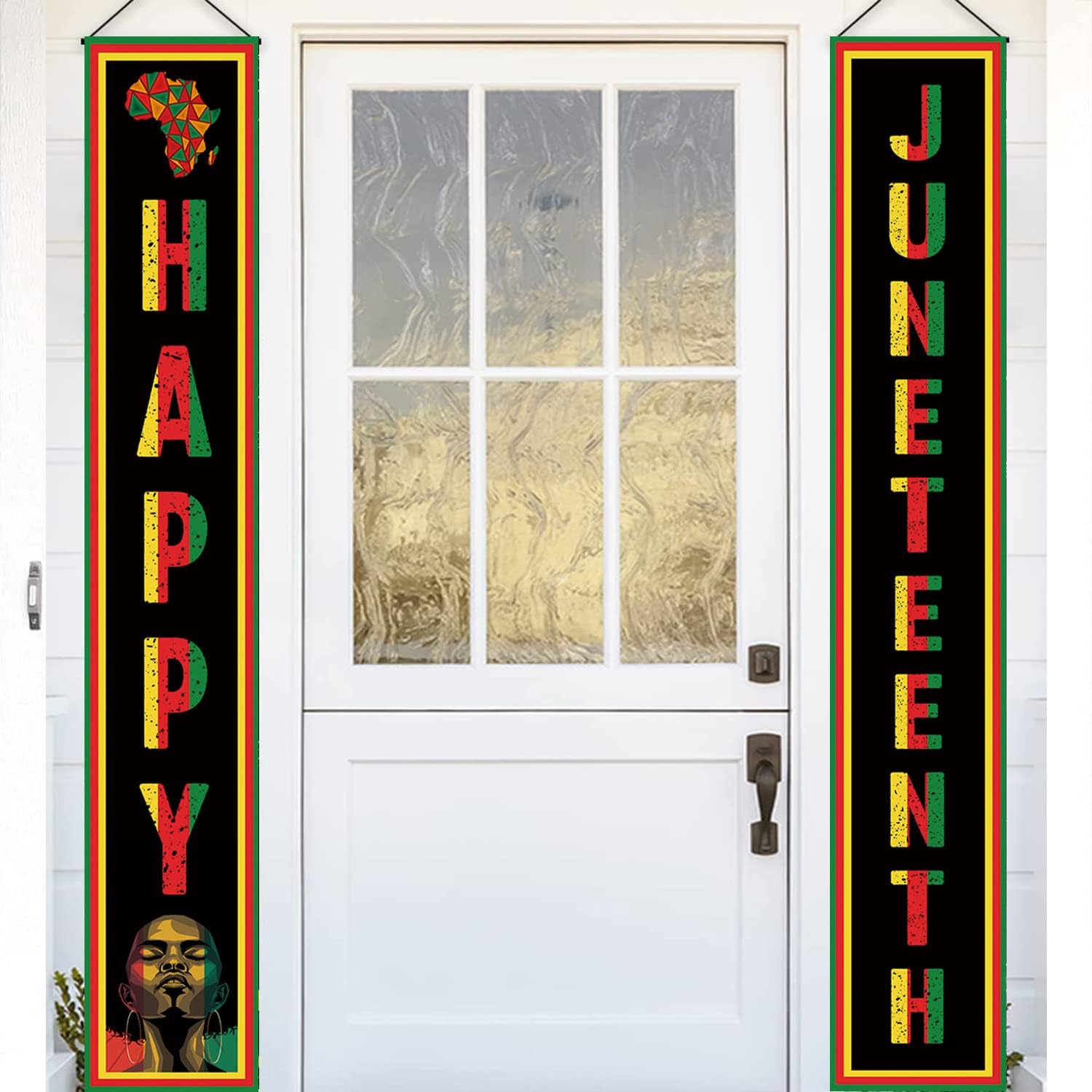 Letrero de porche con texto en inglés “Happy Juneteenth”, decoración del Día de la Independencia afroamericana, suministros de decoración para