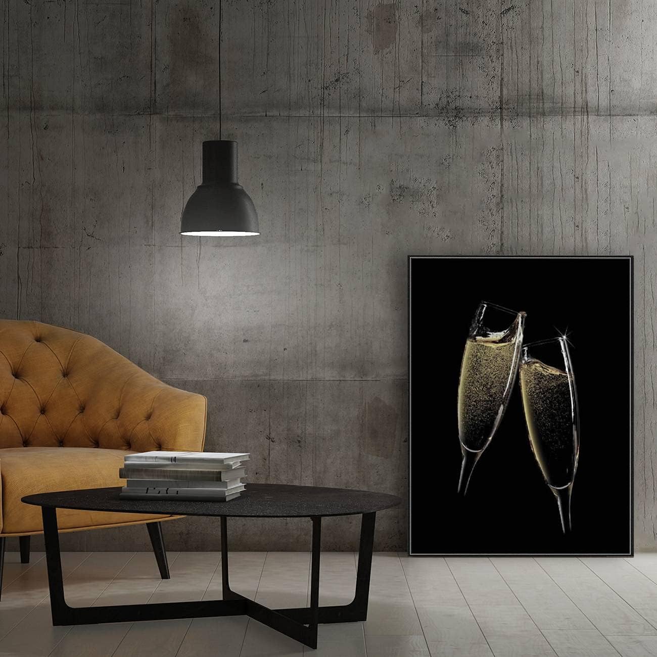 Lienzo enmarcado para pared, diseño de dos copas de champán, impresiones en lienzo para sala de estar, dormitorio, oficina, decoración de pared,