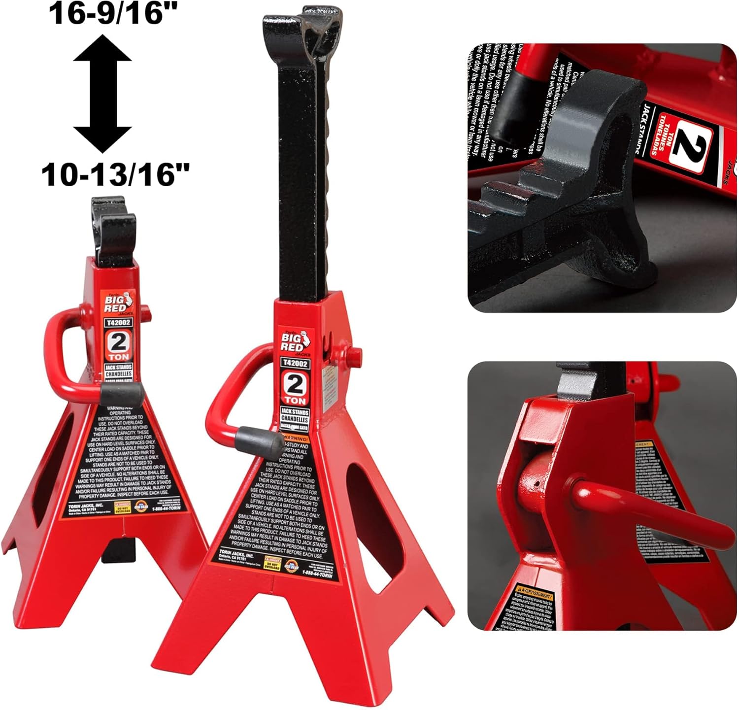 BIG RED AT82040R Torin – Combo de piso de carretilla hidráulica con 2 soportes para gatos y garajeenredadera de tienda, capacidad de 2 toneladas
