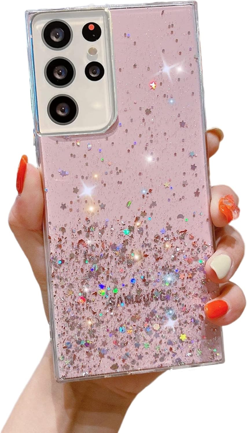 YTanazing Funda transparente compatible con Galaxy S22 5G con purpurina para mujer, funda de protección brillante con purpurina brillante para