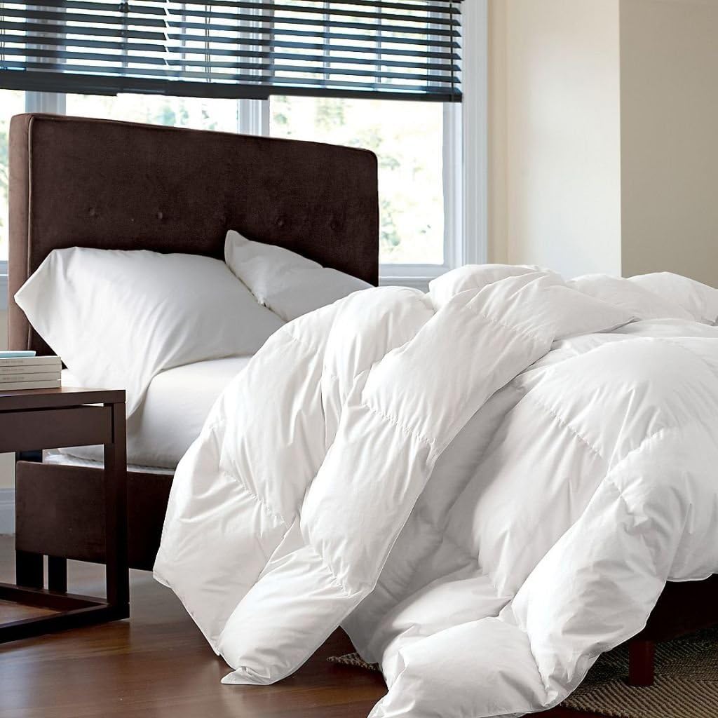 Lujoso juego de cama de plumón de ganso de 6 piezas, tamaño individual XL (extra largo), rayas azules de damasco, 1500 hilos 100% algodón egipcio,