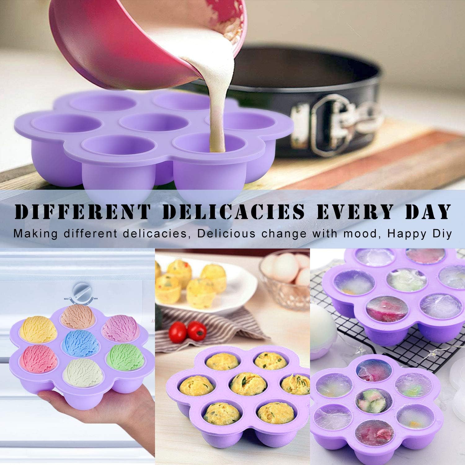 ROTTAY Moldes de silicona para mordeduras de huevos y salvamanteles con asas resistentes al calor, accesorios instantáneos para ollas instantáneas,