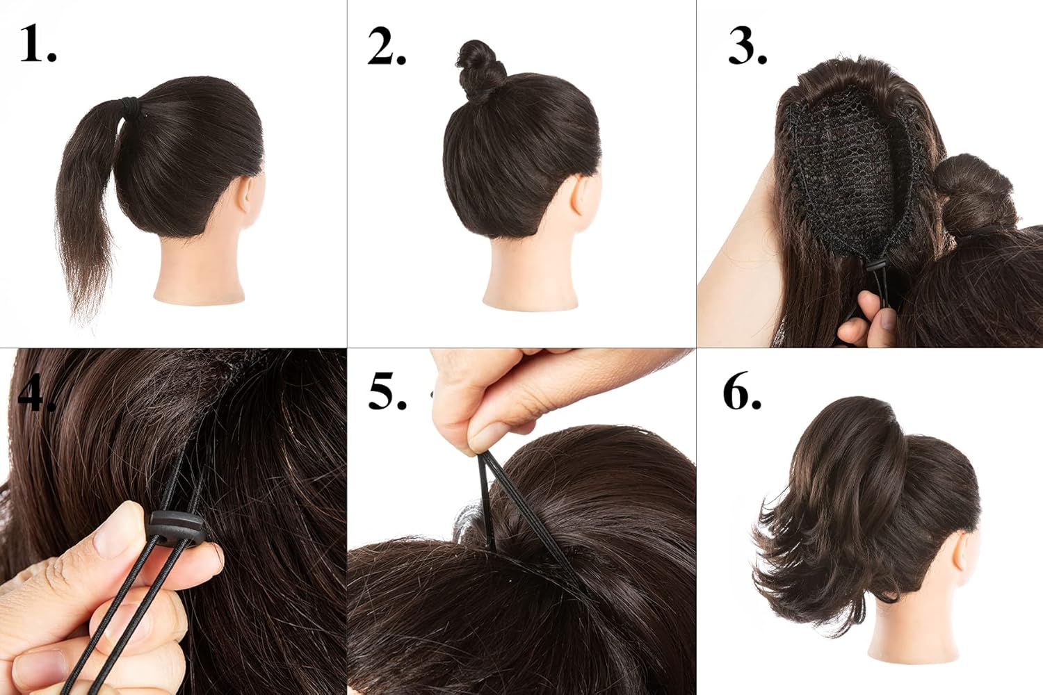 CJL HAIR Extensión de cabello corto con clip de garra, con cordón, color negro, marrón, ondulado, rizado, afro, sintético, sintético, resistente al