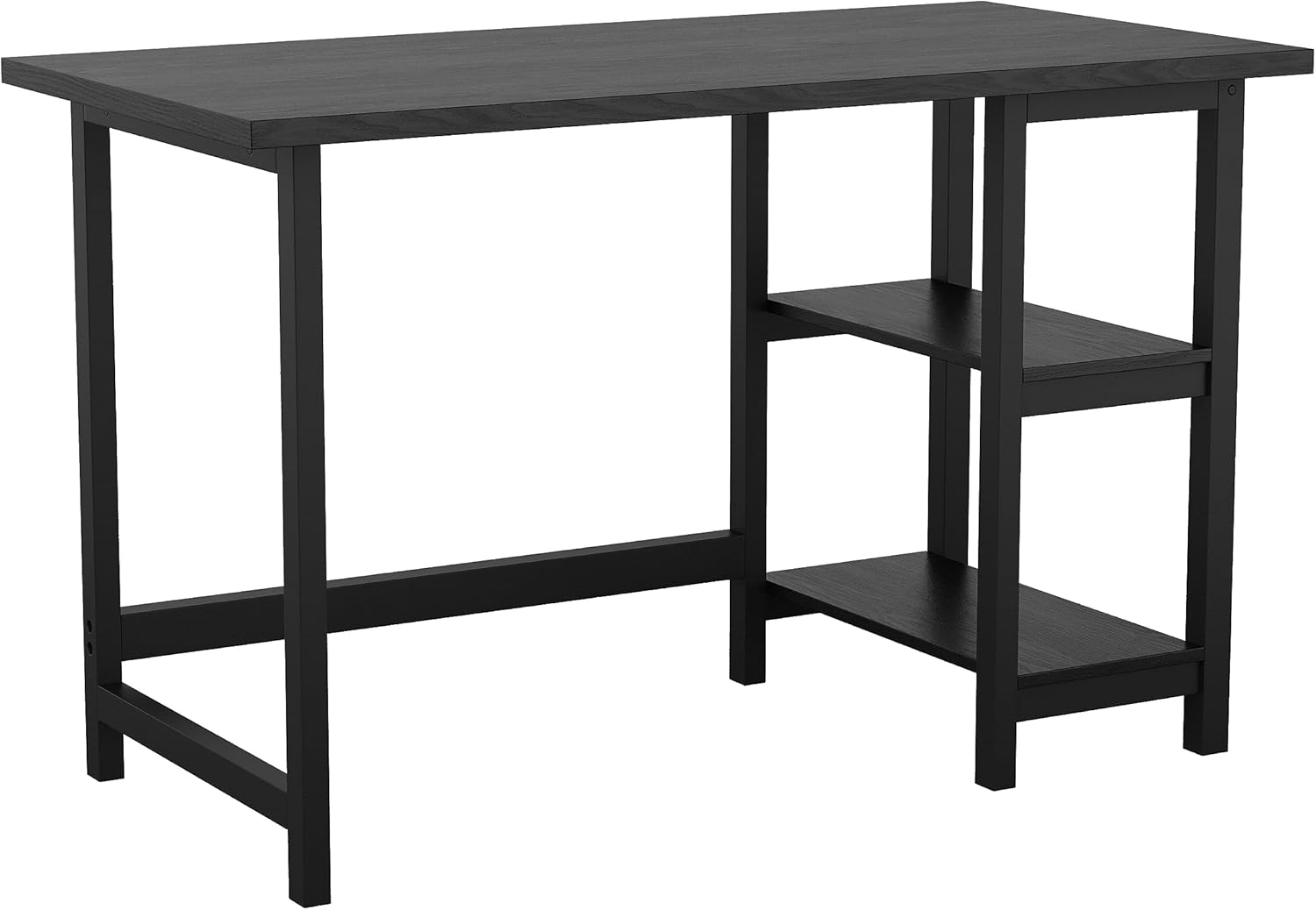 Martha Stewart Beckett – Escritorio de caballete moderno con estantes laterales abiertos en acabado de grano de madera negra