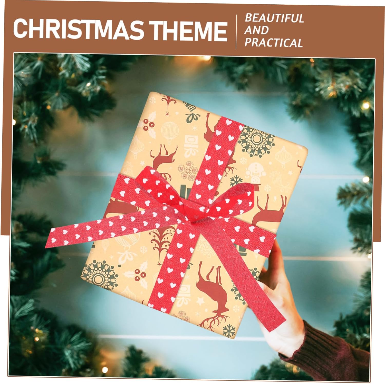 BESPORTBLE Papel de embalaje para decoración de Navidad, papel de regalo de Navidad, papel de envoltura de flores, papel de regalo de Navidad, papel