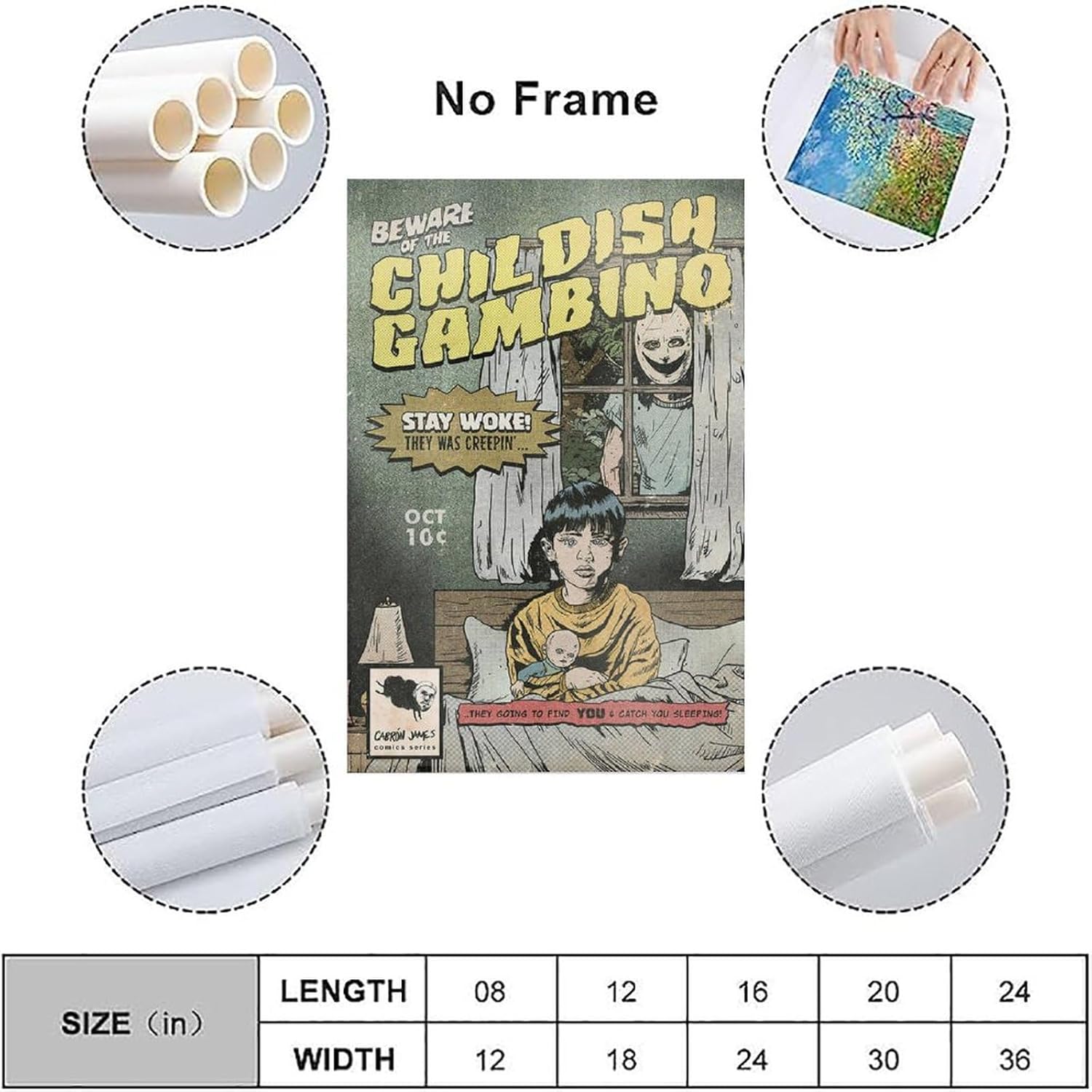 TAICI Póster infantil de Gambino Redbone, póster musical para habitación, lienzo estético, decoración de dormitorio, 12 x 18 pulgadas (11.8 x 17.7