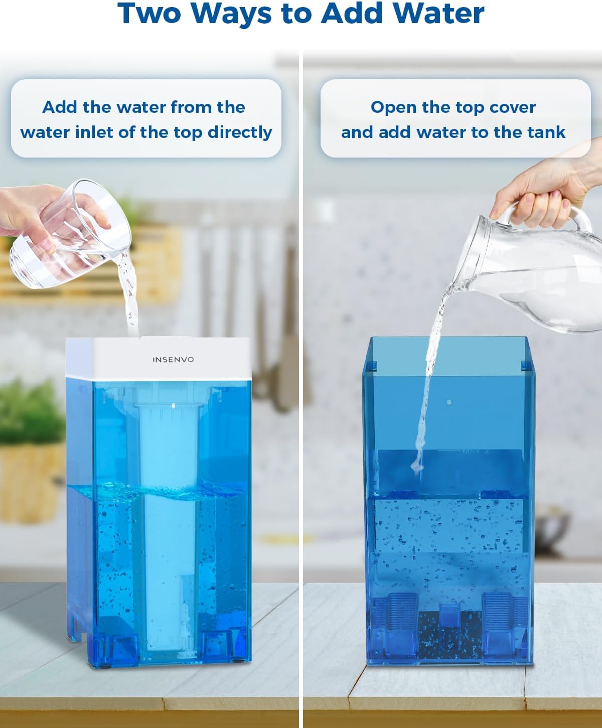 Humidificador de llenado superior, humidificador de niebla fría de 5 litros con control táctil, ultrasónico ajustable 3 salidas de niebla, 3