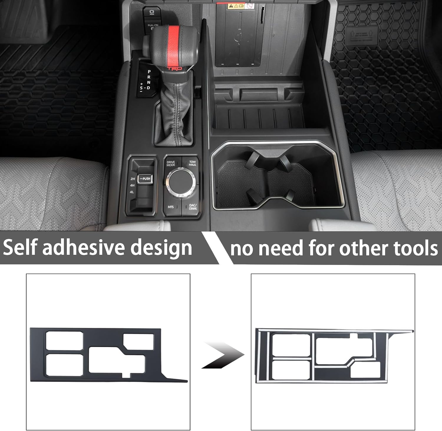 JDMCAR Cubierta de panel de palanca de cambios de control central compatible con accesorios Toyota TundraSequoia 2022 2023 2024, control de palanca