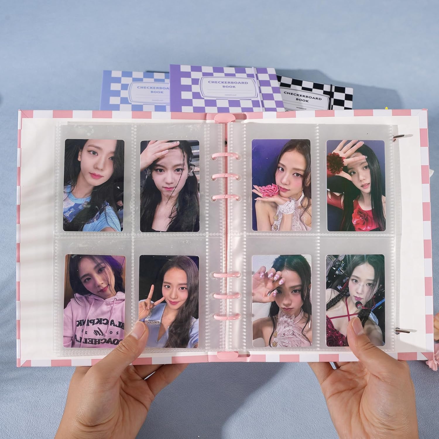 Álbum de tarjeta fotográfica de plástico rosa A5 con 30 páginas interiores, capacidad de 120 hojas