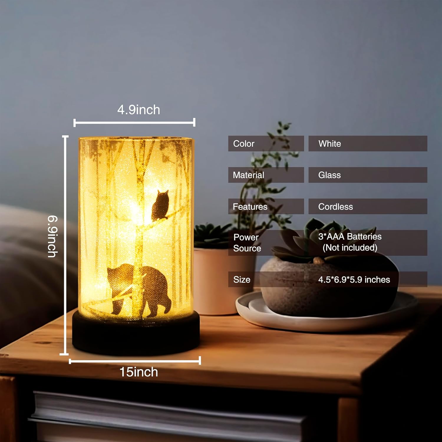 Lámpara de mesa a pilas, lámparas inalámbricas para decoración del hogar, luz nocturna a pilas con bombilla LED, luces decorativas para sala de