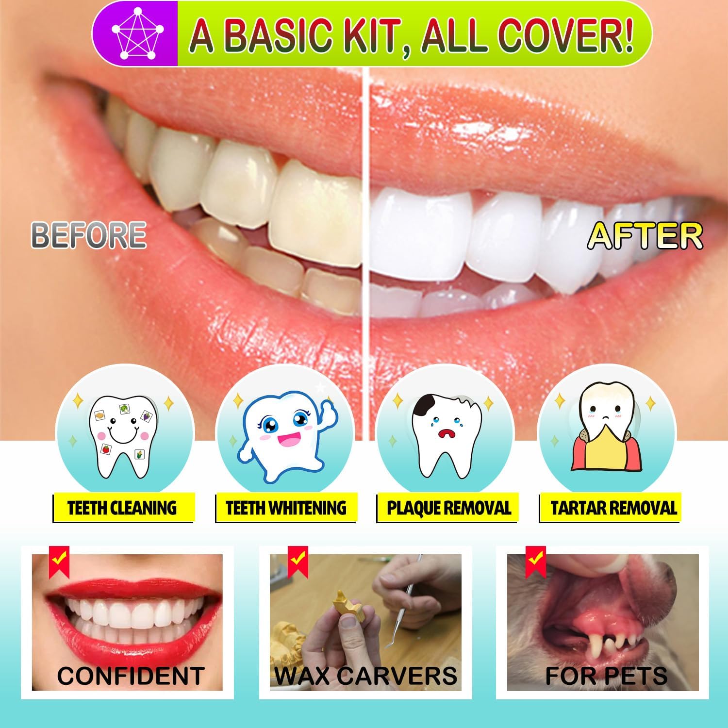 CATACC PRO Herramientas dentales, púa dental, kit de higiene dental, kit de herramientas de limpieza dental de acero inoxidable con raspador de