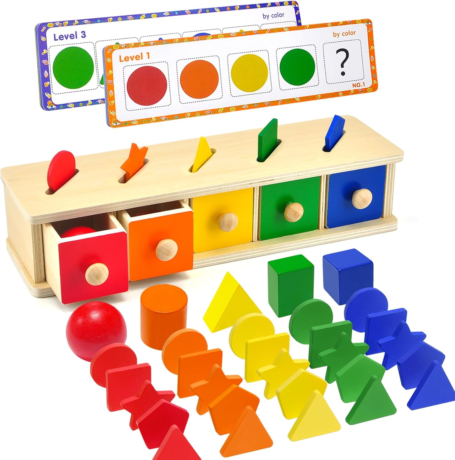 Montessori Toys – Juguetes clasificadores de formas para niños pequeños de 1 a 3 años, juguetes de clasificación de colores, juguetes de madera a
