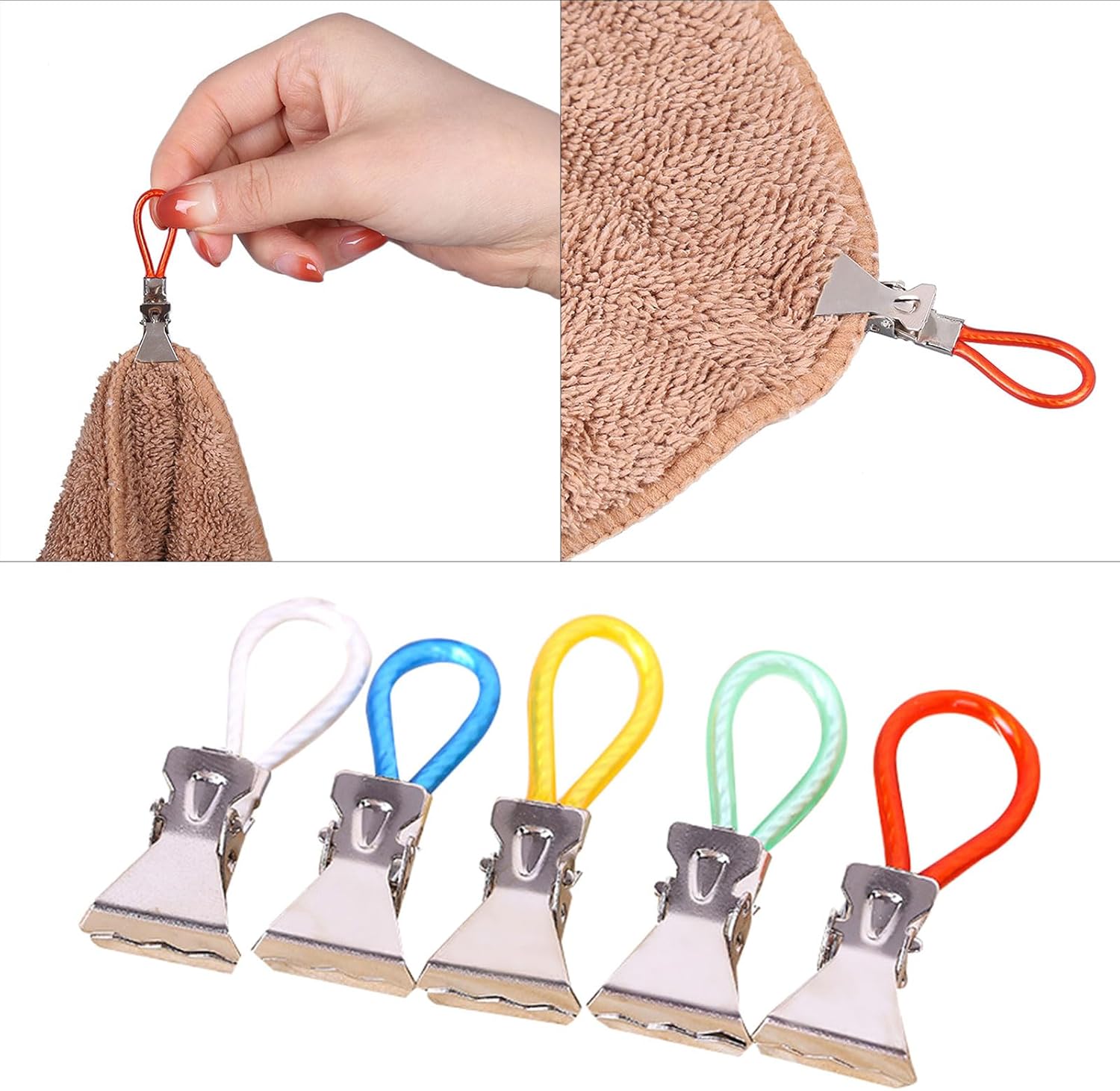 5 clips de acero inoxidable para el hogar, pinzas de gancho simples para ropa, calcetines, abrazaderas para toallas, clips para colgar, clips de