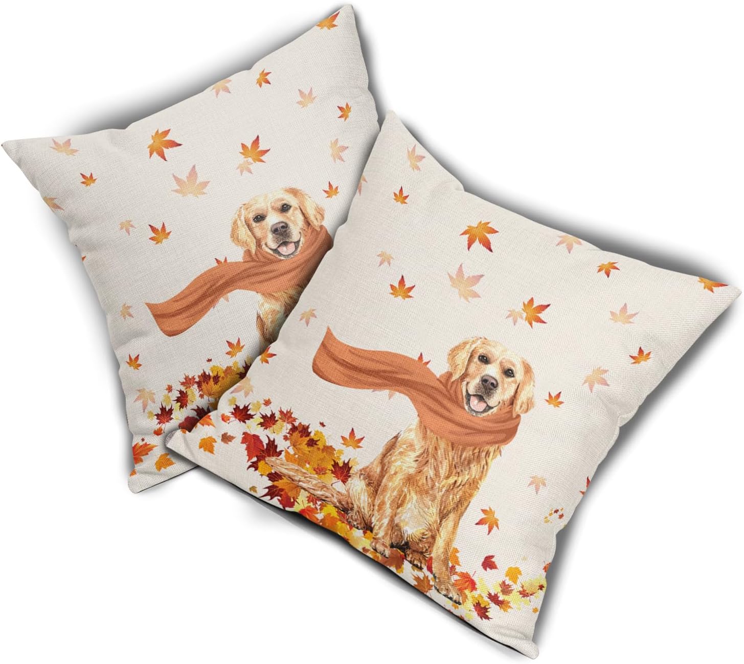 Golden Retriever – Funda de almohada de otoño con diseño de hojas de arce para perro, diseño de casa de campo, diseño moderno de Acción de Gracias,