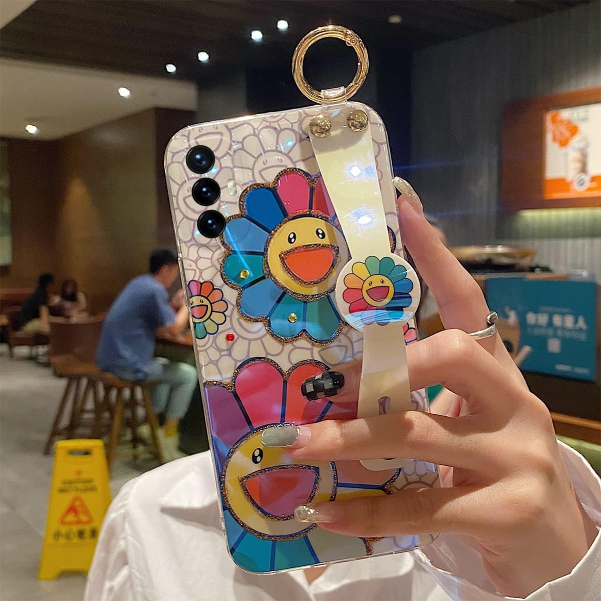Funda para Motorola Moto G Power 2022 de 6.5 pulgadas con correa para la muñeca con purpurina IMD lindo diseño de dibujos animados kawaii a prueba