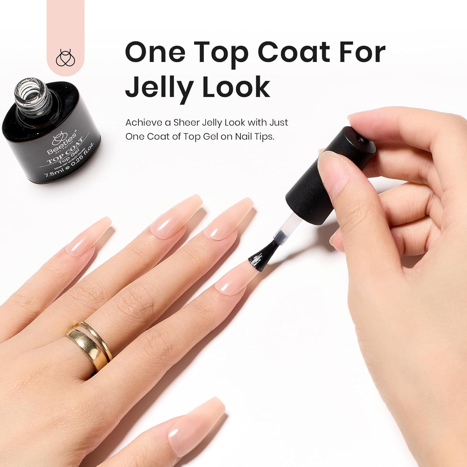 Beetles – Kit de uñas de gel de fácil extensión, color rosa nude, degradado, ataúd medio, cobertura completa, 240 puntas de uñas acrílicas postizas