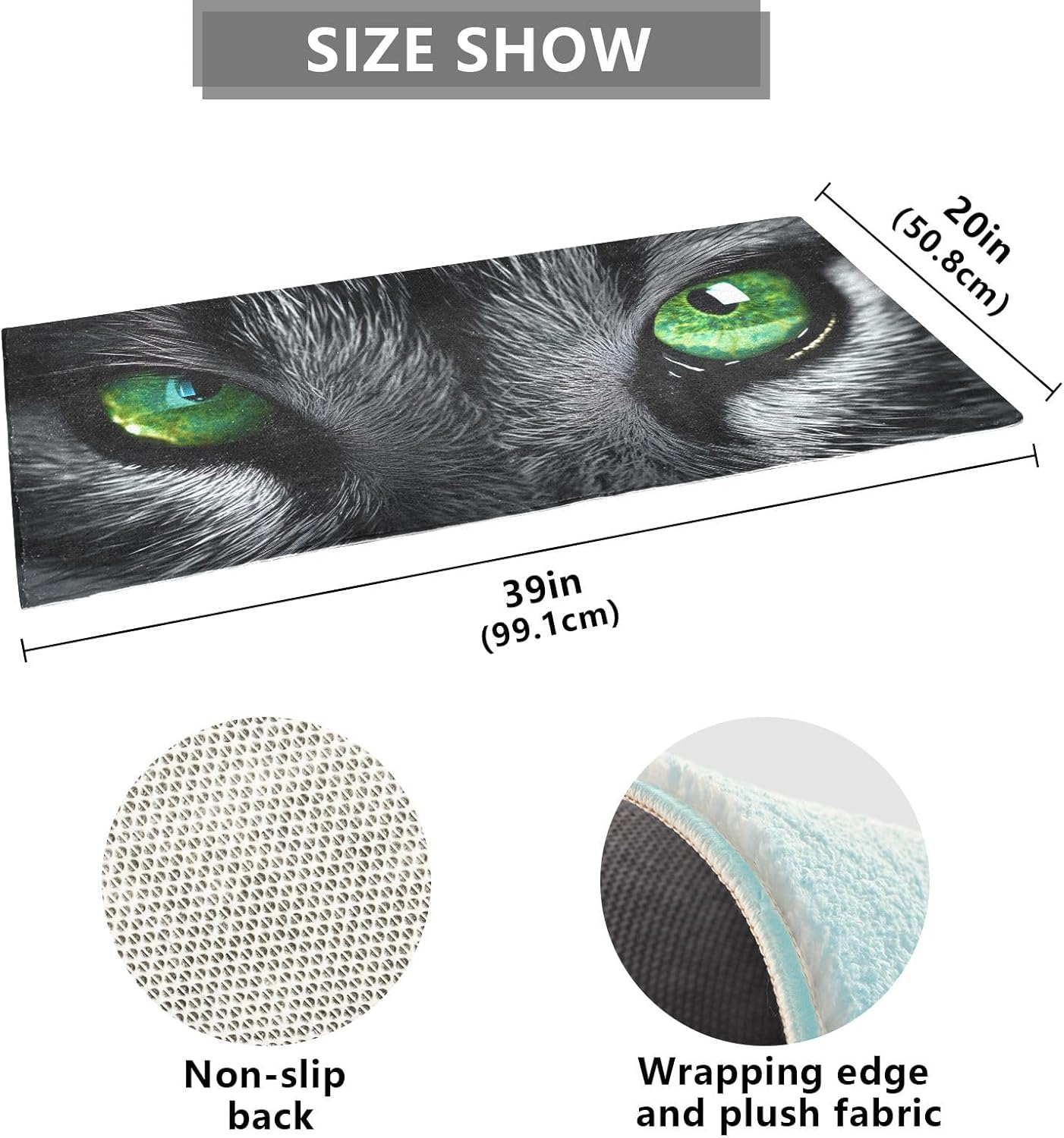 Wolf Eyes – Alfombra de baño de felpa absorbente y antideslizante, tapetes de baño con parte trasera de goma, lavables, 39 x 20 pulgadas
