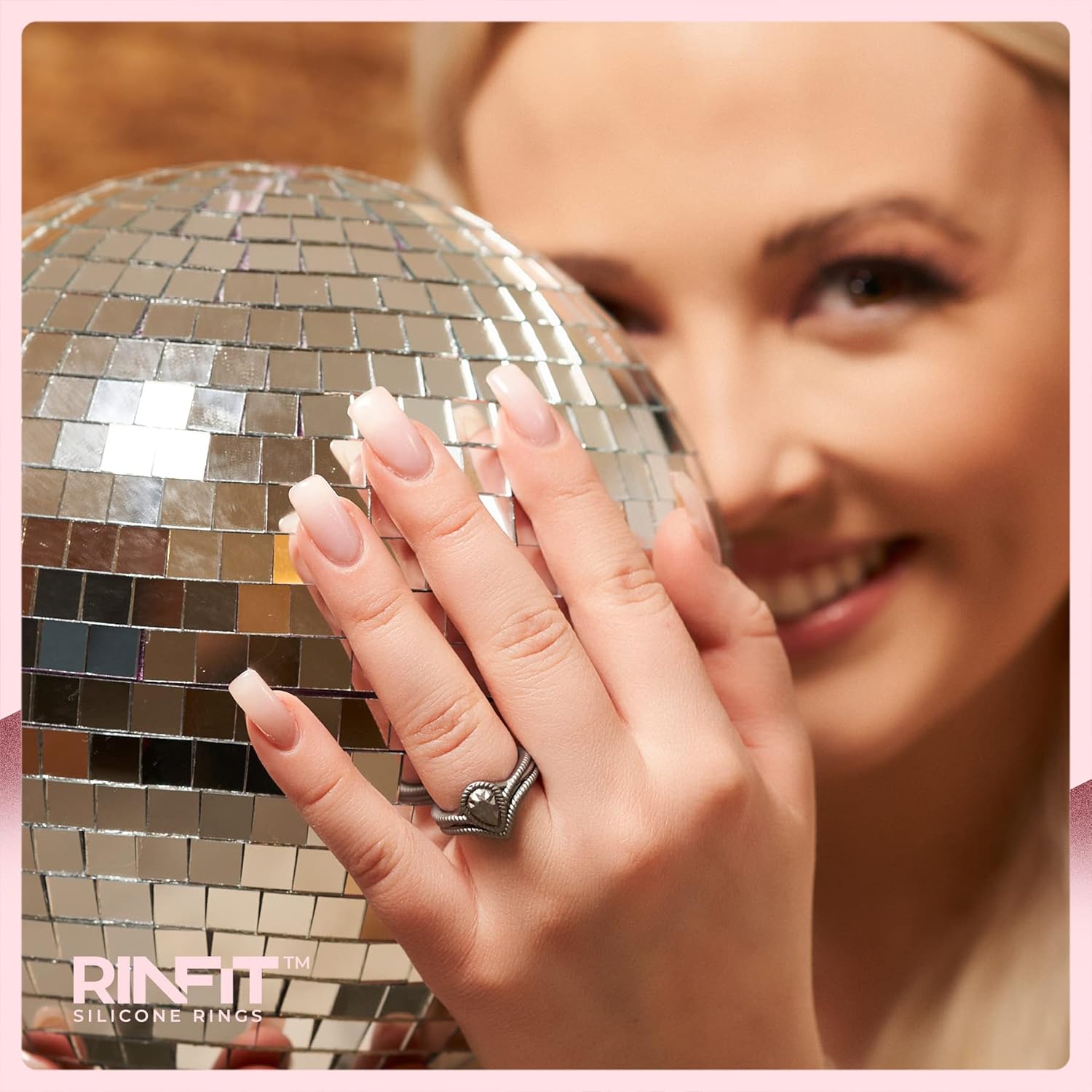 Rinfit – Anillos de silicona para mujer, anillos de boda de goma, alianzas de silicona, colección Pear Diamond