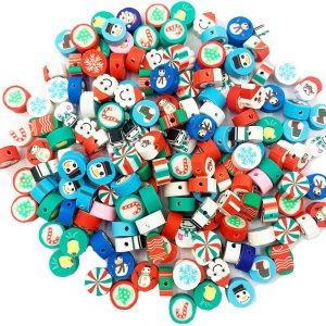 300 cuentas de arcilla polimérica hechas a mano de Navidad, cuentas espaciadoras de arcilla polimérica de 0.394 pulgadas para mujeres y niñas, 300 cuentas de arcilla polimérica hechas a mano de Navidad, cuentas espaciadoras de arcilla polimérica de 0.394 pulgadas para mujeres y niñas,