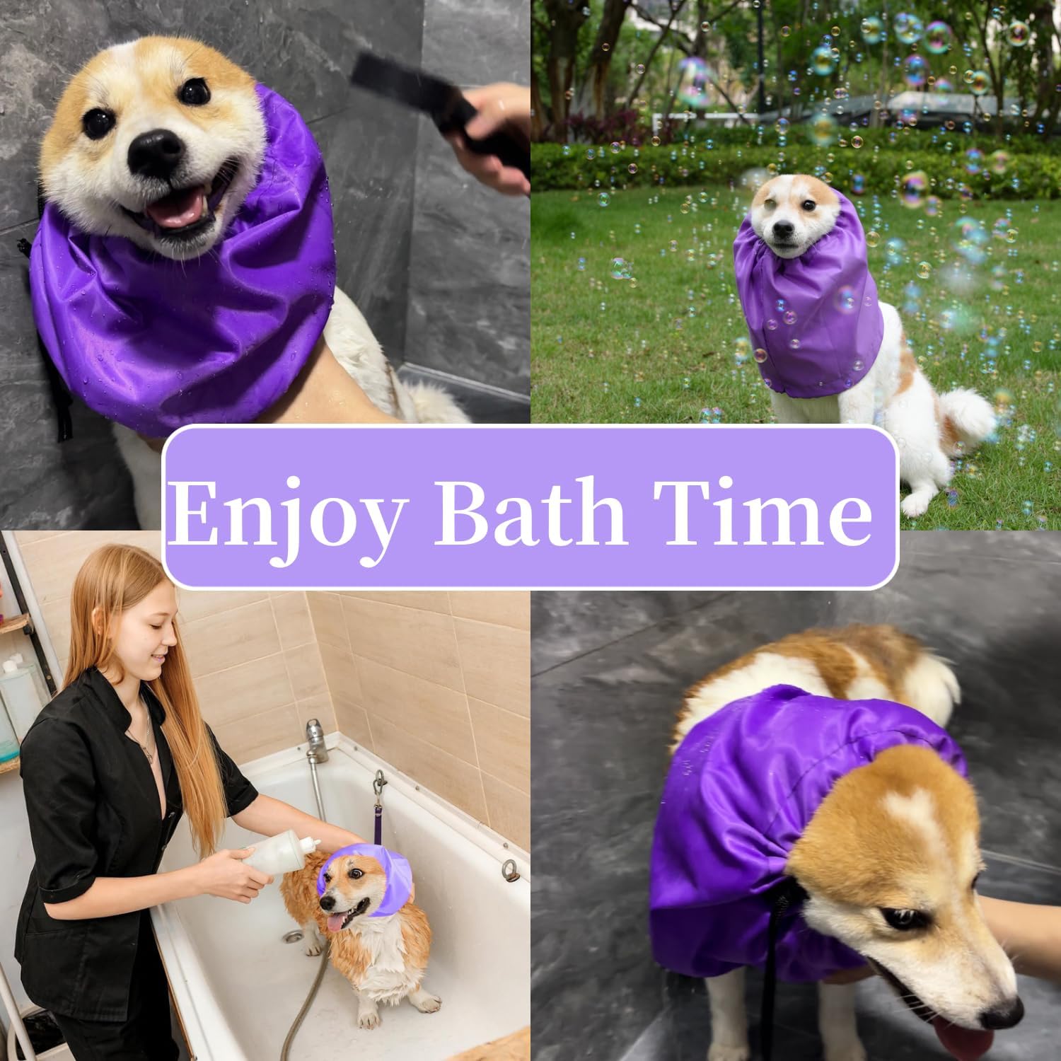 2 gorros de ducha para perros, impermeables, con correa ajustable, protección para las orejas de los perros de baño, envoltura de orejas para