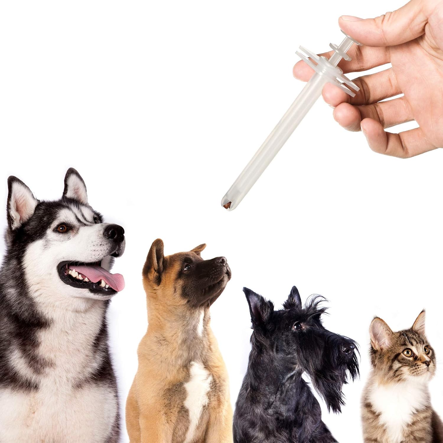 4 jeringas para mascotas, jeringa para píldorastabletas con punta de seguridad, dispensador de píldoras para mascotas para gatos, perros, pájaros