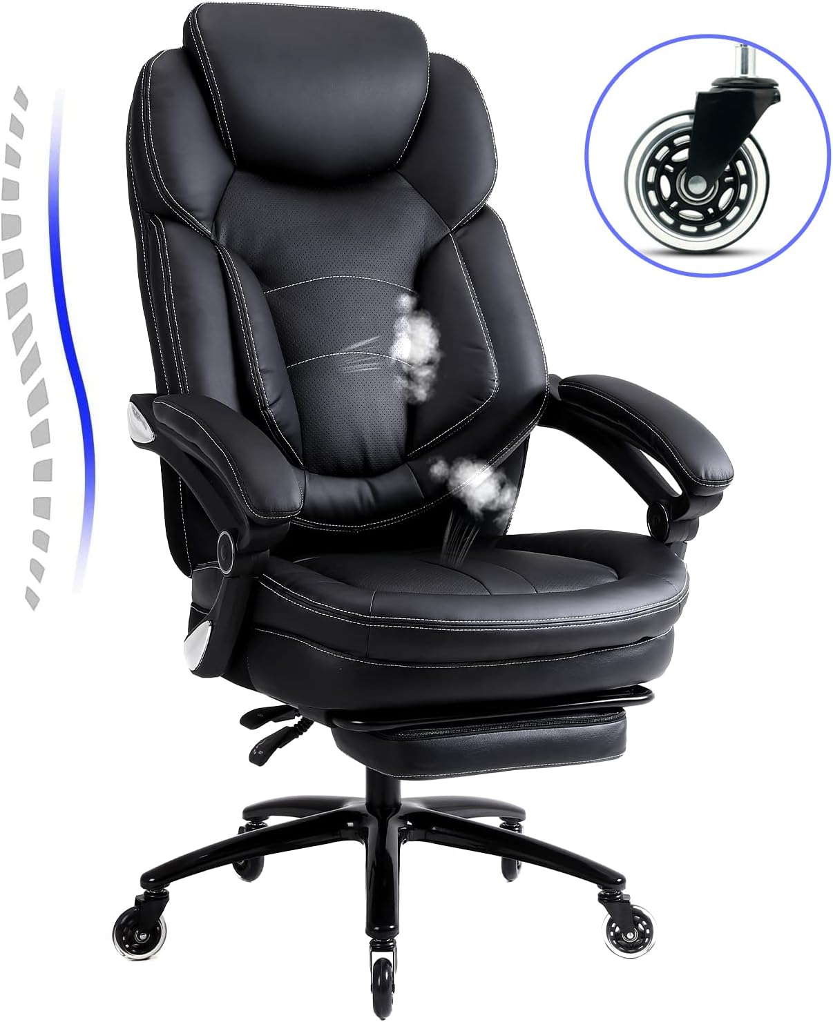 KCREAM Silla de oficina grande y alta, silla de oficina reclinable con respaldo alto, con reposapiés, silla ejecutiva para computadora, silla de