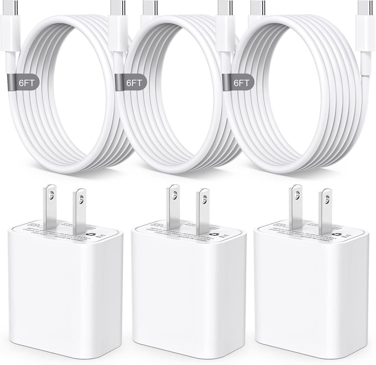 Cargador para iPhone 15, iPad USB C, carga rápida para iPhone 1515 Pro Max15 Plus, iPad Pro 12.911 pulgadas, iPad 10th, iPad Air 54, paquete de 3