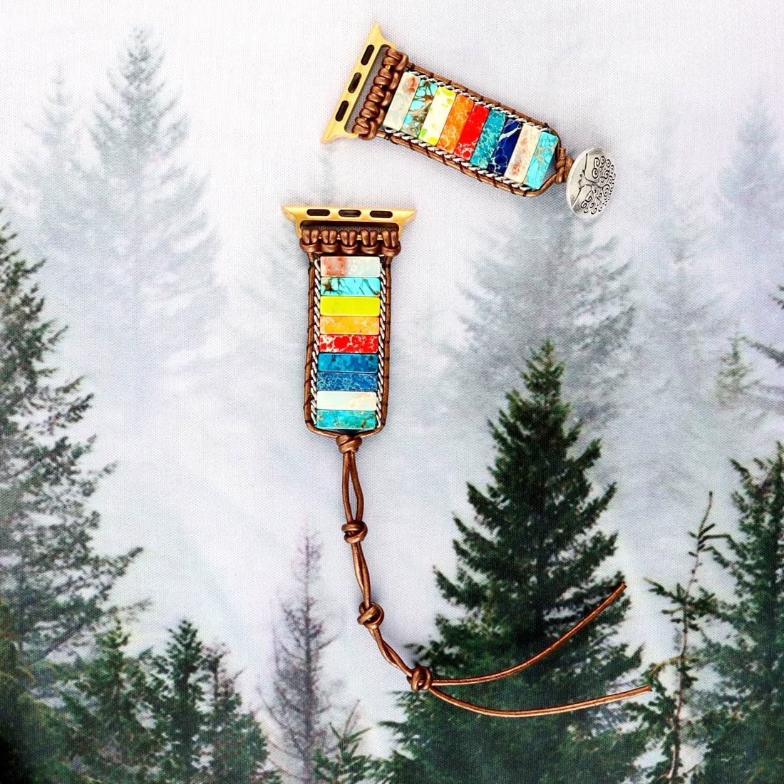 EKOBLA Handmade iWatch Bands Compatible with Apple Watch Bands 424445mm, Healing Stones Beaded Bracelet Watch Strap for iwatch Series 7654321SE,