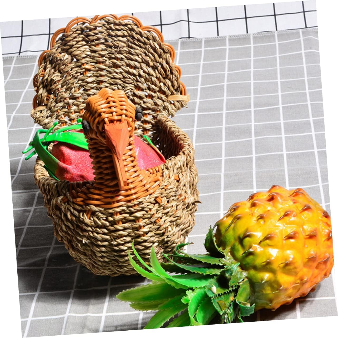STOBAZA 2 cestas de paja para pavo, cesta circular para aperitivos, bandeja tejida a mano, cesta de verduras, cesta de tocador, cestas para