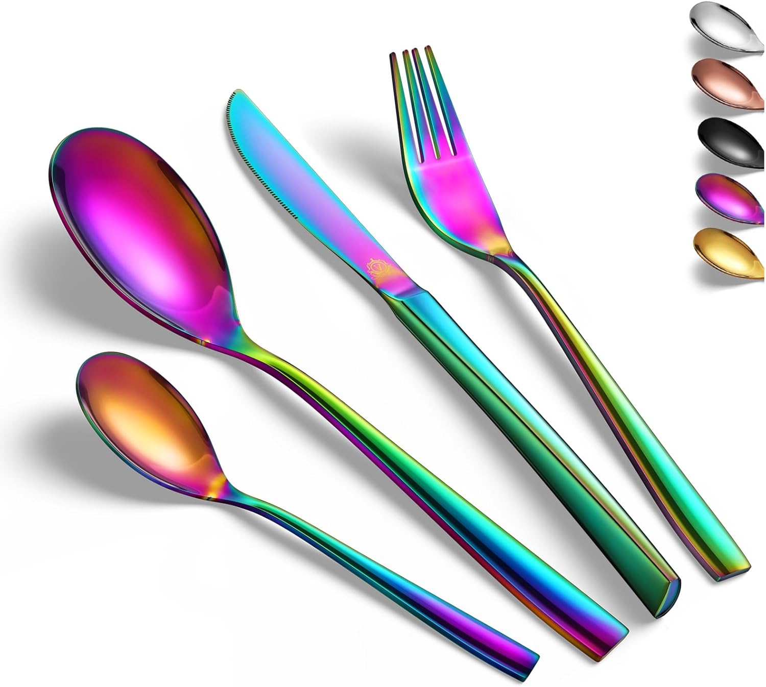 vancasso Cubiertos de acero inoxidable, 24 piezas, juego de cubiertos de acero inoxidable, vajilla de 6 piezas, cuchillo, tenedor, juego de cuchara,