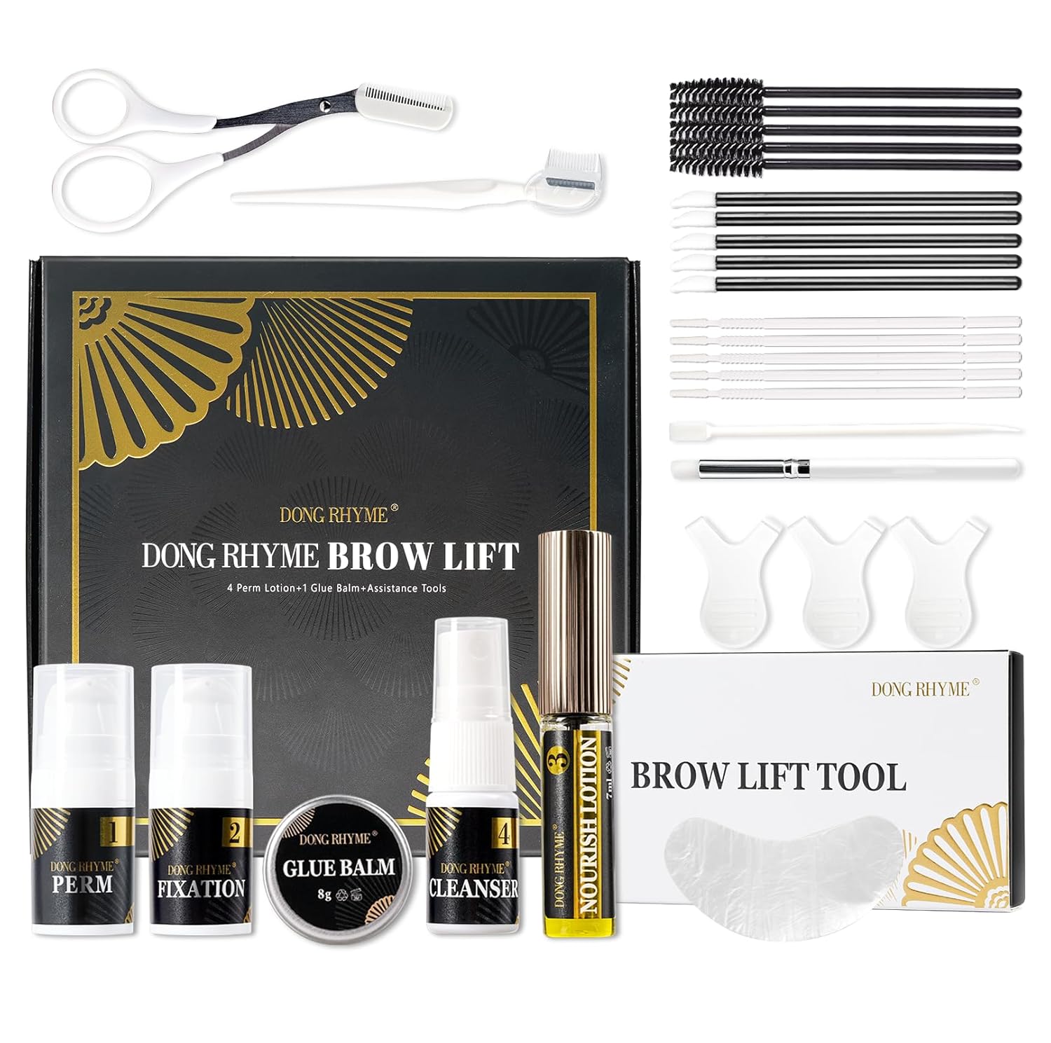 DONG RHYME Kit de laminación de cejas, kit profesional de laminación de cejas, kit de elevación de cejas semipermanente, de larga duración, 6-8